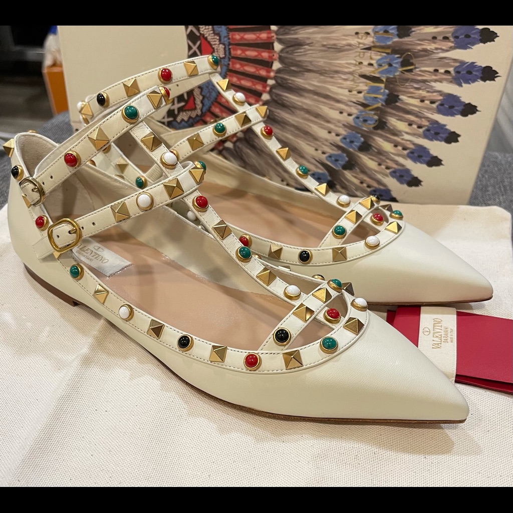 Valantino Garavani Rockstud Rolling Cage Flat 40